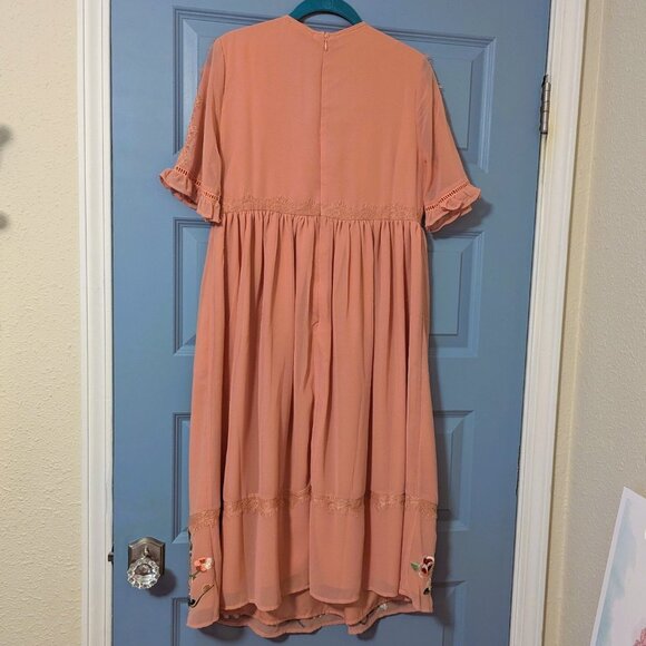 ASOS Maternity embroidered Pink Midi Dress - Picture 8 of 10